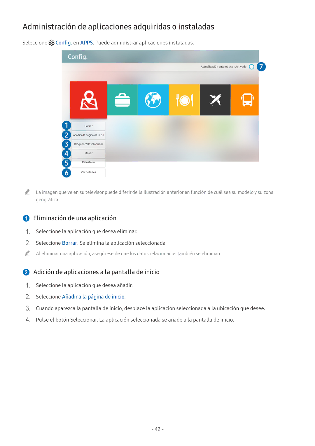 Samsung UE49M6305AKXXC manual Administración de aplicaciones adquiridas o instaladas,  Eliminación de una aplicación 